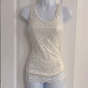 BKE Cream Fitted Sleeveless Tank Top